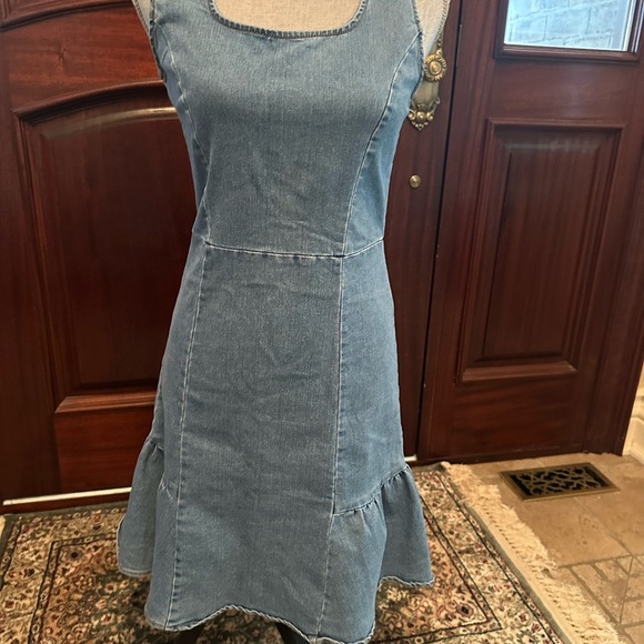 Nanette Lepore Denim Ruffle Mini Dress - Picture 3 of 9